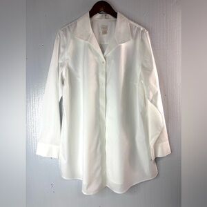 Chico's 3 XL Workwear Elegant Cotton White Button-Down Shirt